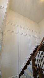 Full wall wainscoting, staircase, Oakville, ON