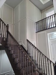 Full wall wainscoting, staircase, Oakville, ON