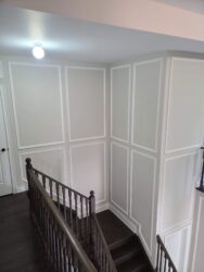Full wall wainscoting, staircase, Oakville, ON