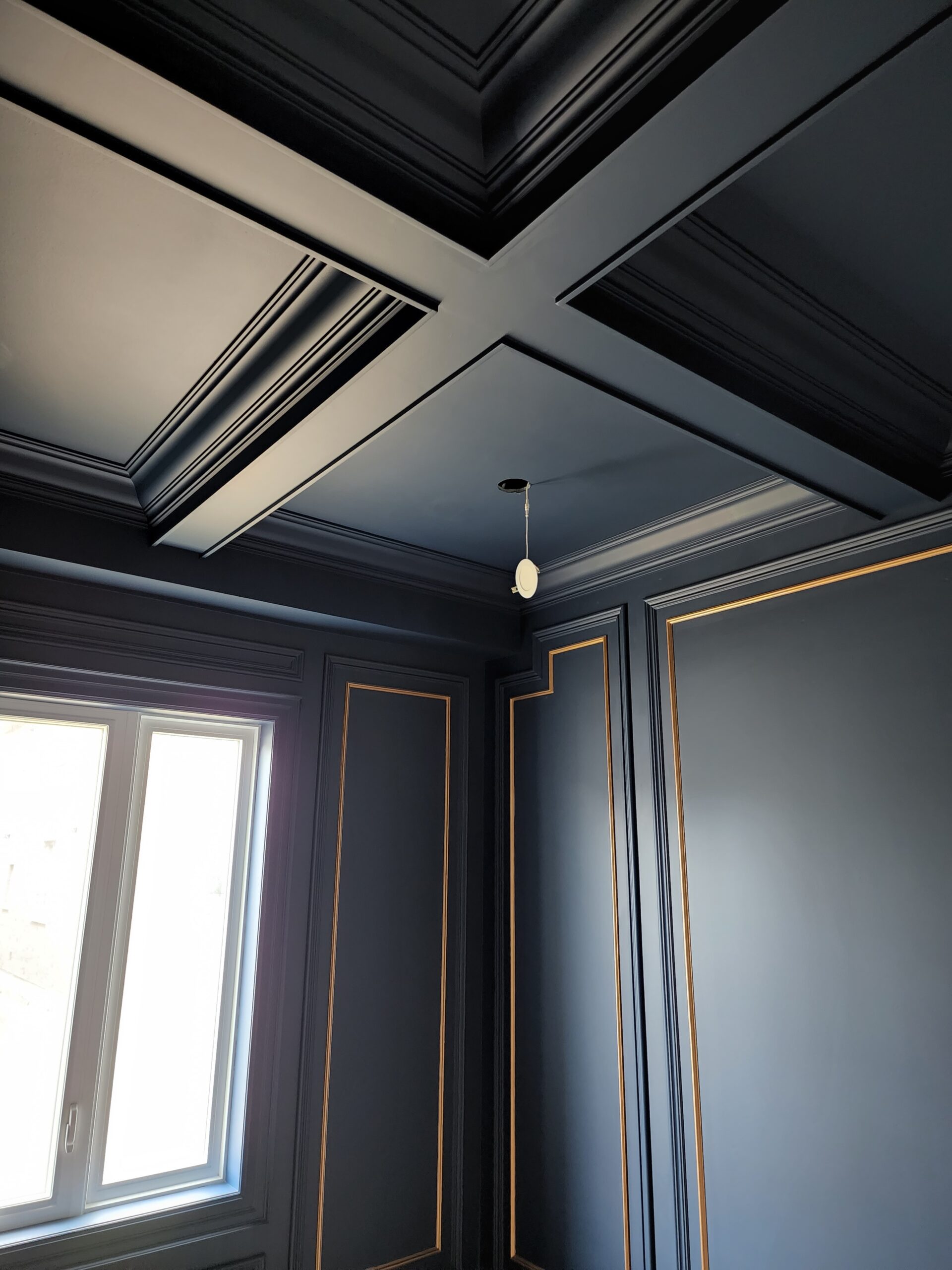 Waffle ceiling and full wall wainscoting, Kleinburg, ON