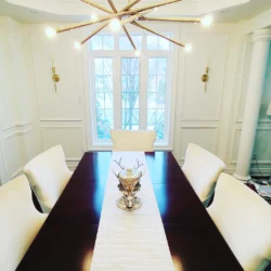 Full wall wainscoting, double level, in the dining room at the house in Richmond Hill