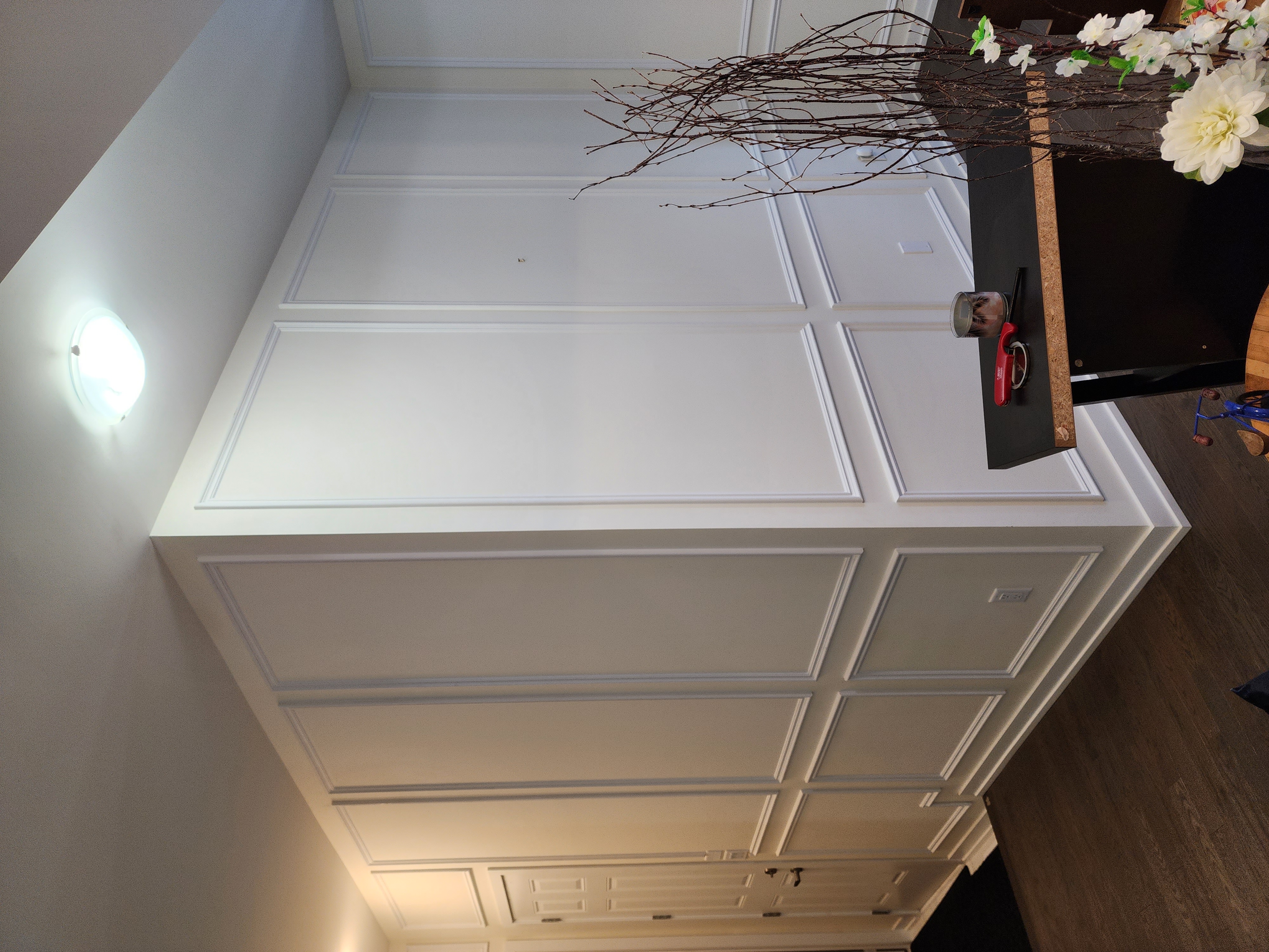 Full wall wainscoting, double level, hall, Oakville, ON