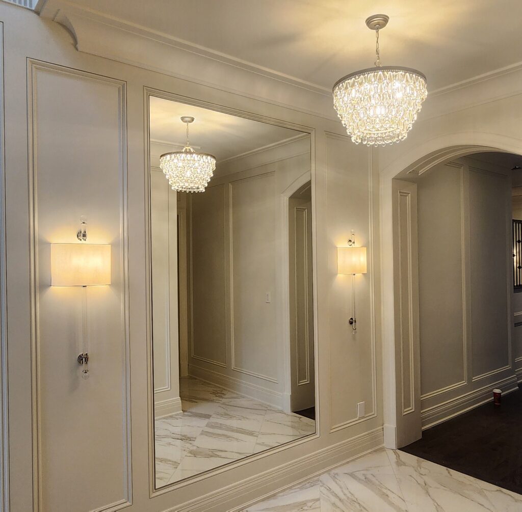 Amazing Full wall wainscoting (recessed panel type) at the front foyer in the house in Kleinburg